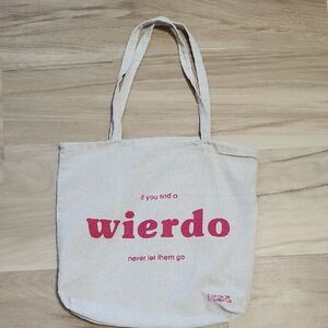 Cotton On Cream Tote with Red Text